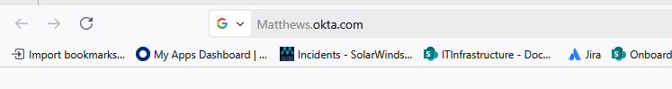 Chrome address bar with matthews.okta.com