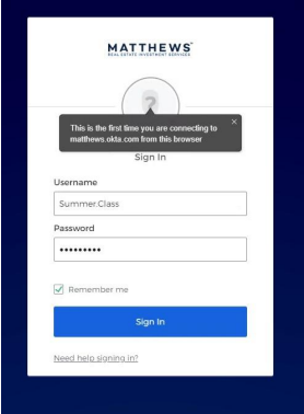 Okta Sign In screen