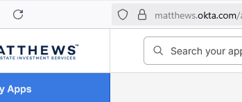 Okta URL bar